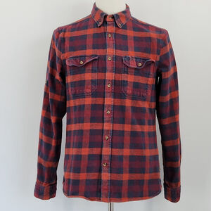 Fjallraven Skog Shirt Men's L Slim Fit Red Navy Plaid F81353 Flannel Long Sleeve